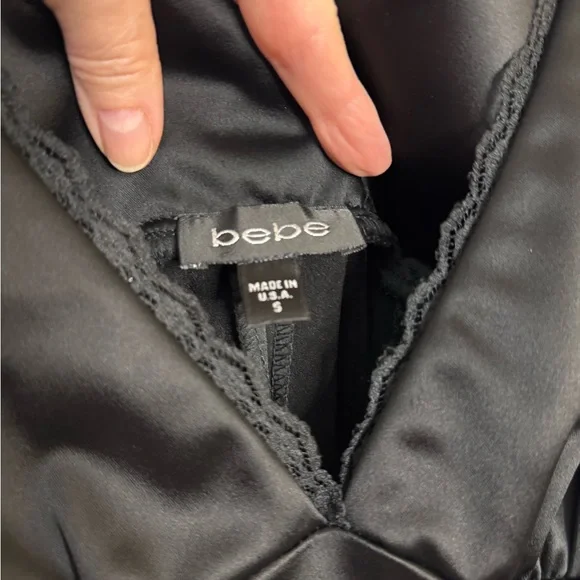 Bebe Vintage Black Satin Pencil Skirt Dress - Picture 5 of 11